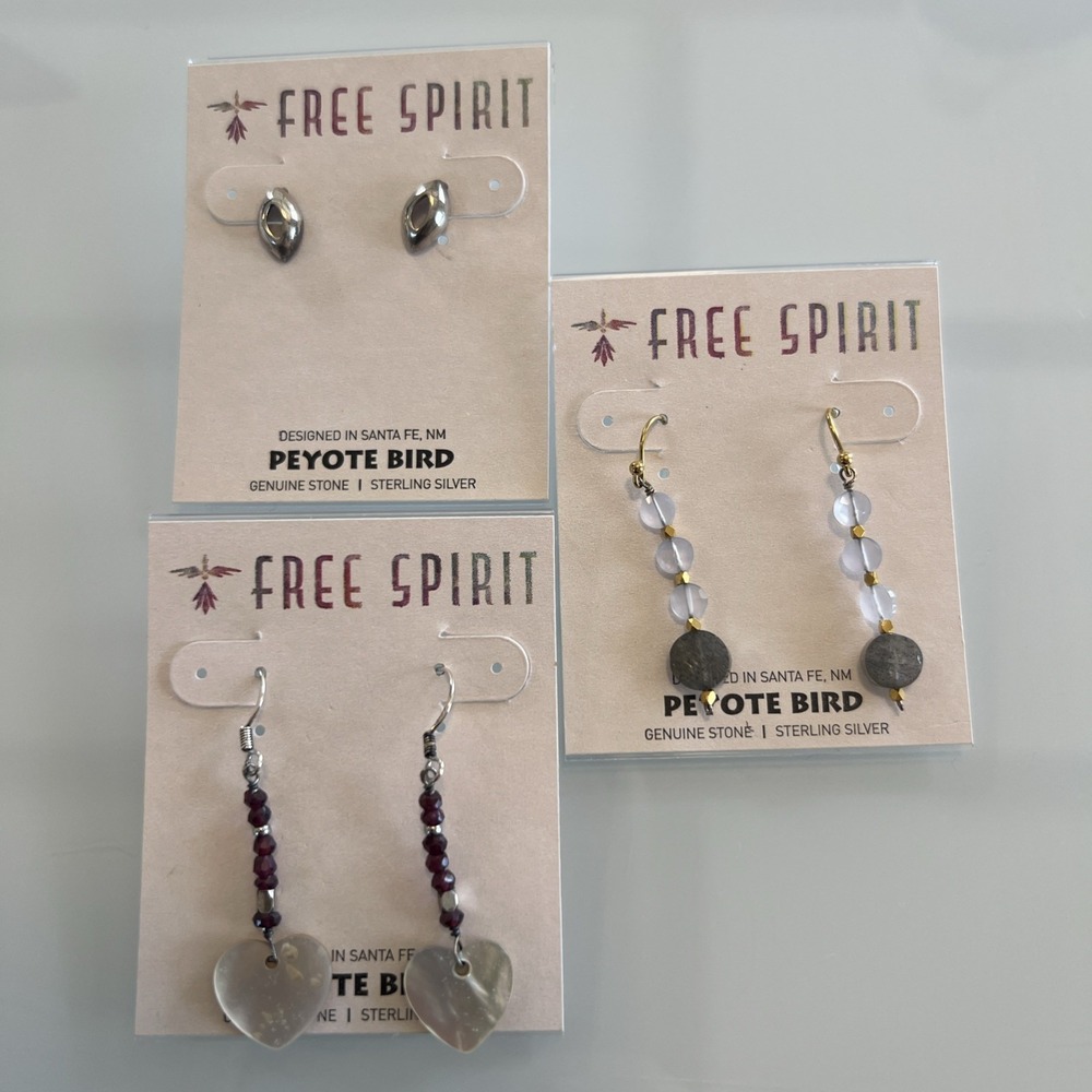 Peyote Bird Feee Spirit Lot Of 3 Brand New Earrings Genuine Stone Sterling Si